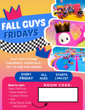 Colourful Flyer for the Fall Guys Fridays Event